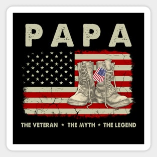 Papa The Veteran The Myth The Legend American Flag Magnet